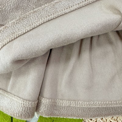 Vestido Manga Longa em Plush Foil com Lacinho e Brilhos - Marrom